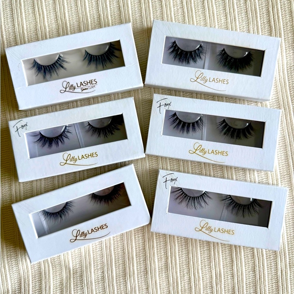 Brand New Lilly Lashes Lite Faux Mink Eyelashes - Black, 6 count.